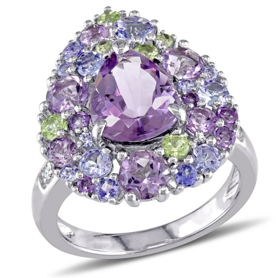 Everly Women's Tanzanite and Amethyst Peridot Sterling Silver Ring