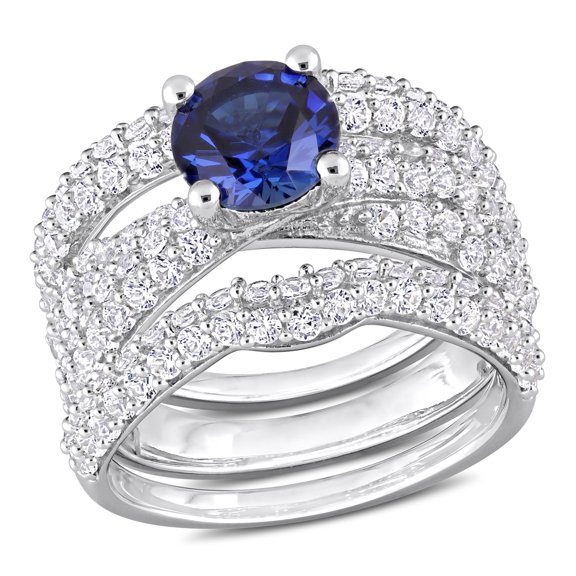 Everly Women's Created Sapphire Sterling Silver Bridal Set