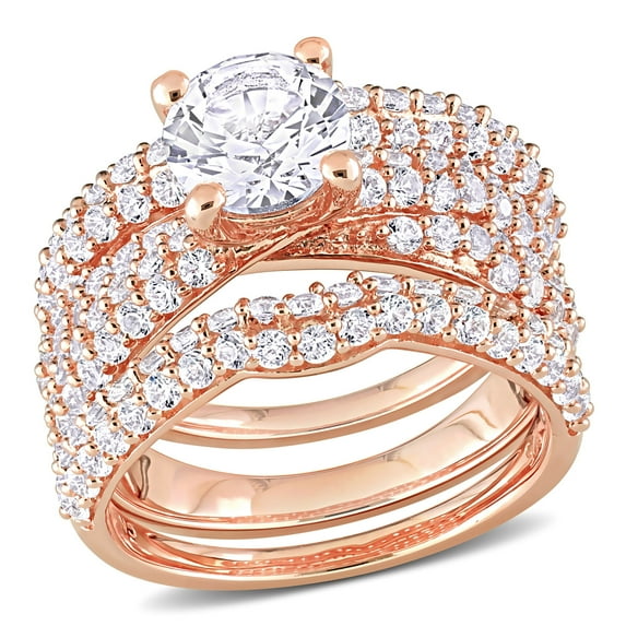 Everly Women's Created Sapphire Rose Gold Plated Bridal Set