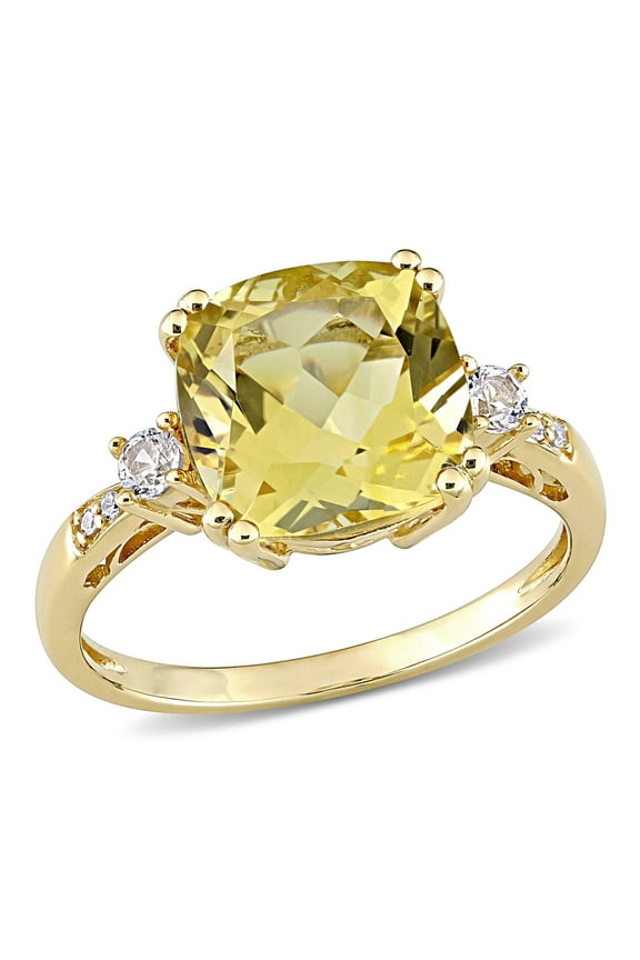 Women's Created Sapphire and Created Citrine 10k Yellow Gold Ring