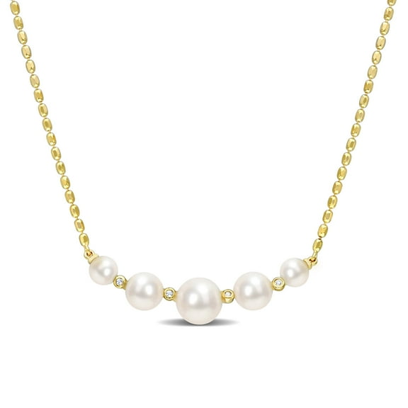 Everly Women's Cultured Pearl and Topaz Yellow Gold Plated Necklace