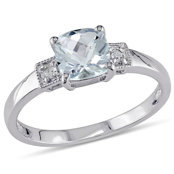 Everly Women's Aquamarine Sterling Silver Engagement Ring