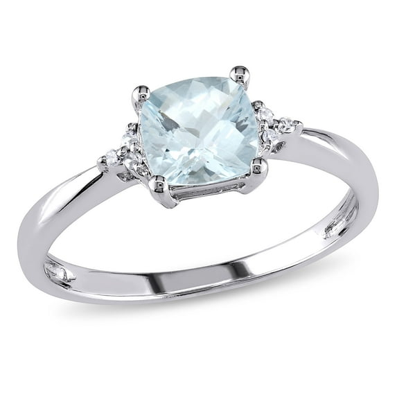 Everly Women's Aquamarine 10K White Gold Engagement Ring