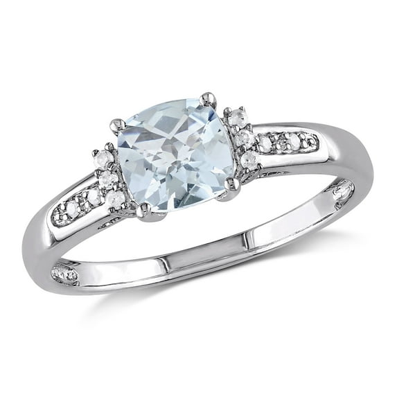 Everly Women's Aquamarine Sterling Silver Engagement Ring