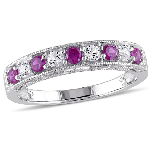 Everly Women's Created Sapphire and Created Ruby Sterling Silver Ring