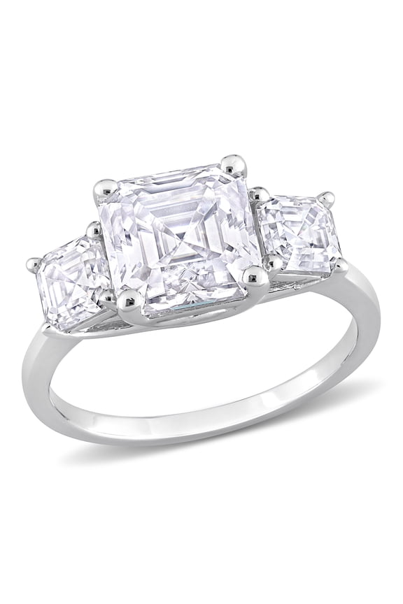 Women's Created Moissanite Sterling Silver Engagement Ring