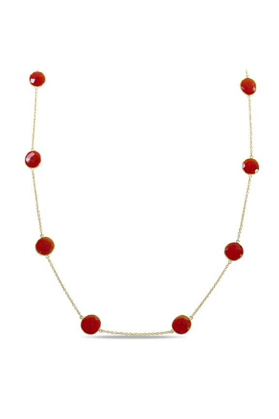 Women's Carnelian 22k Yellow Gold Plated Necklace