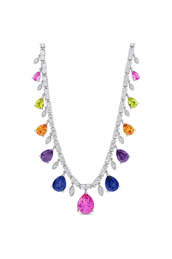Women's Alexandrite and Created Sapphire Sterling Silver Necklace