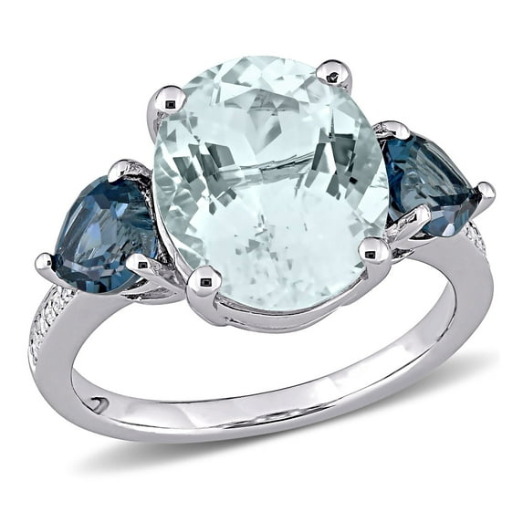 Everly Women's Aquamarine and Topaz Sterling Silver Ring