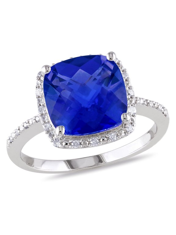 Women's Created Sapphire Sterling Silver Ring