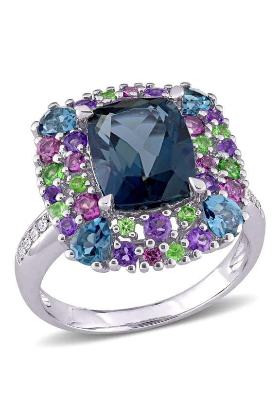 Women's Topaz and Rhodolite Amethyst Sterling Silver Ring