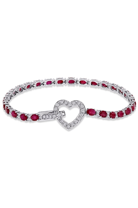 Women's Ruby 18k White Gold Tennis Bracelet