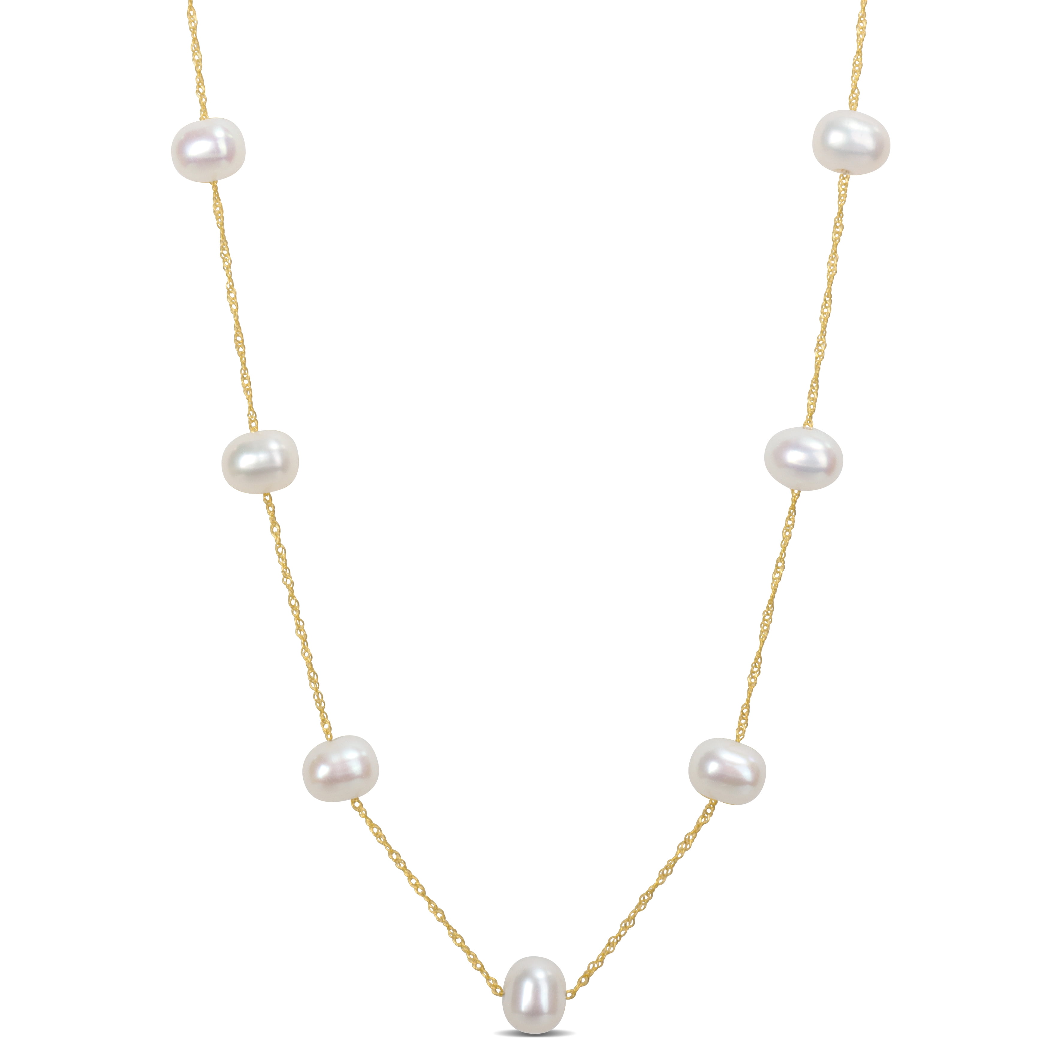 Everly Women's 5.5mm Freshwater Cultured Pearl 10k Yellow Gold Necklace -17"