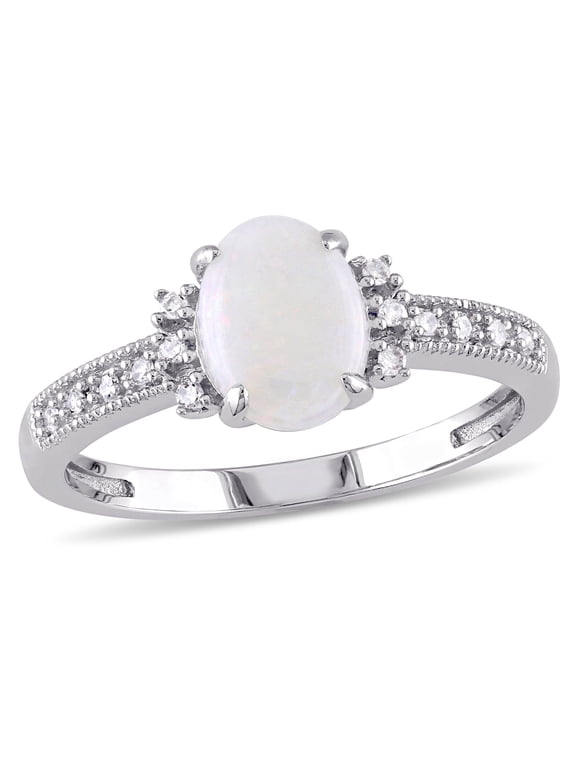 Women's Opal 10k White Gold Ring