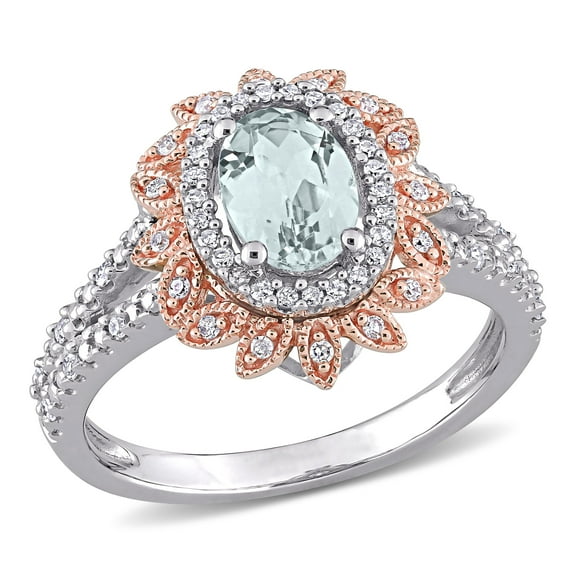 Everly Women's Aquamarine 10K Rose Gold Engagement Ring