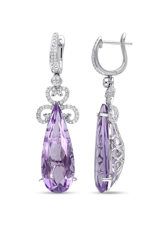 Women's Amethyst 14k White Gold Earrings