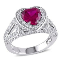 Everly Women's Created Sapphire and Ruby Sterling Silver Engagement Ring