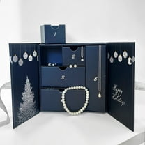 Everly Women's 5-Piece Advent Calendar Assorted Pearl & Cubic Zirconia Jewelry Gift Set – Silvertone Earrings, Pendants & 7.5” Elastic Pearl Bracelet in Gift Box