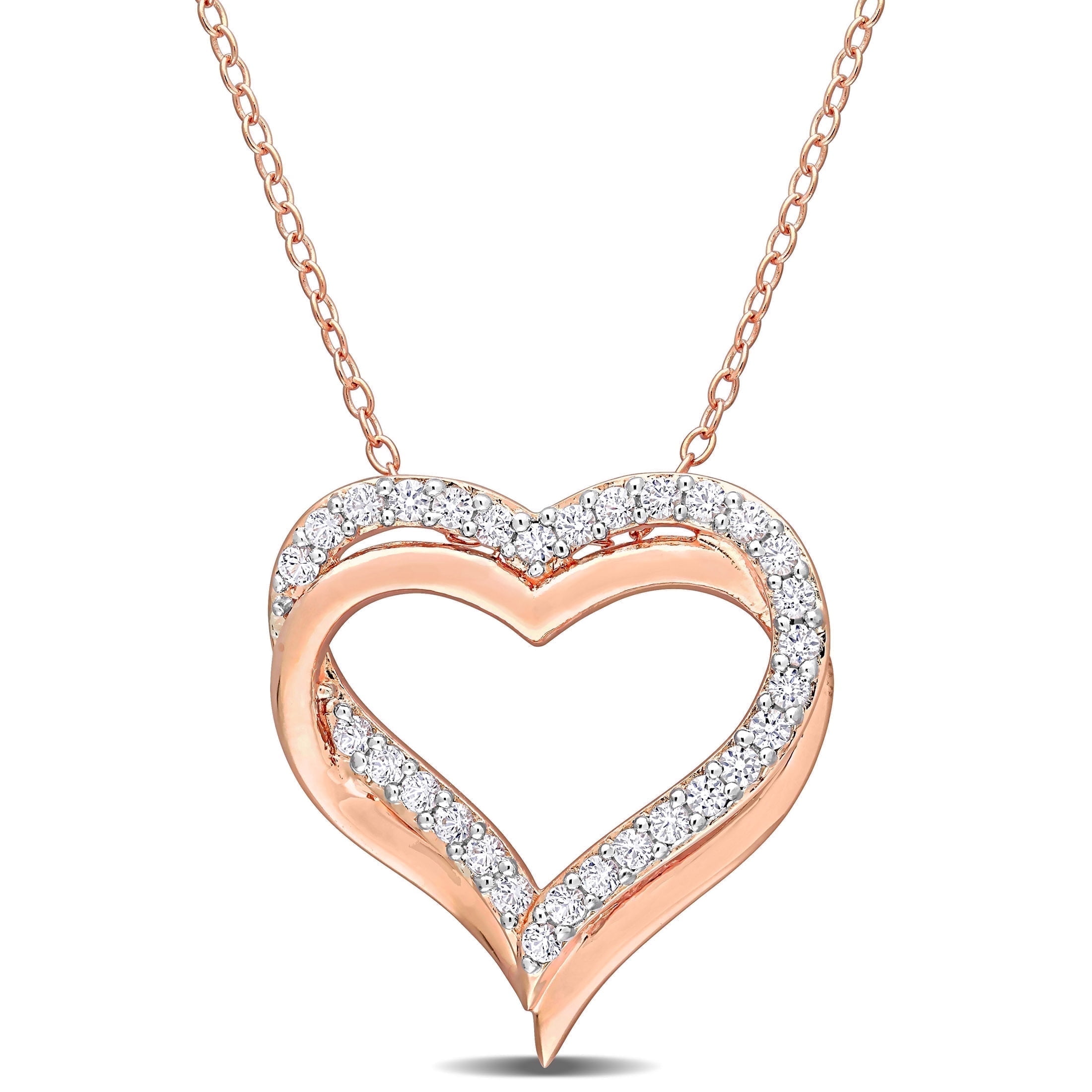 1/2ct Diamond & Pink Sapphire Heart Pendant In 14K Yellow, White, Or R – Bliss Diamond - Foto 7