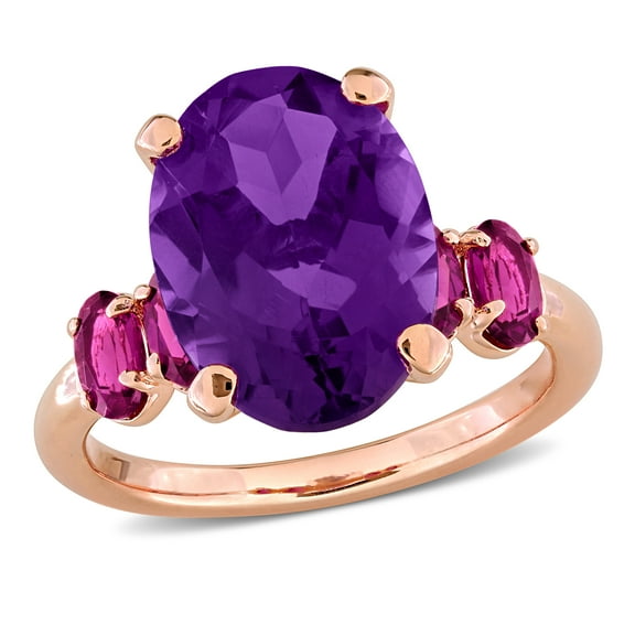 Everly Women's 6ct TGW Amethyst and Rhodolite Rose Plated Sterling Silver Cocktail Ring