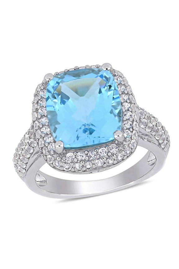 Women's Topaz and Sapphire Sterling Silver Ring