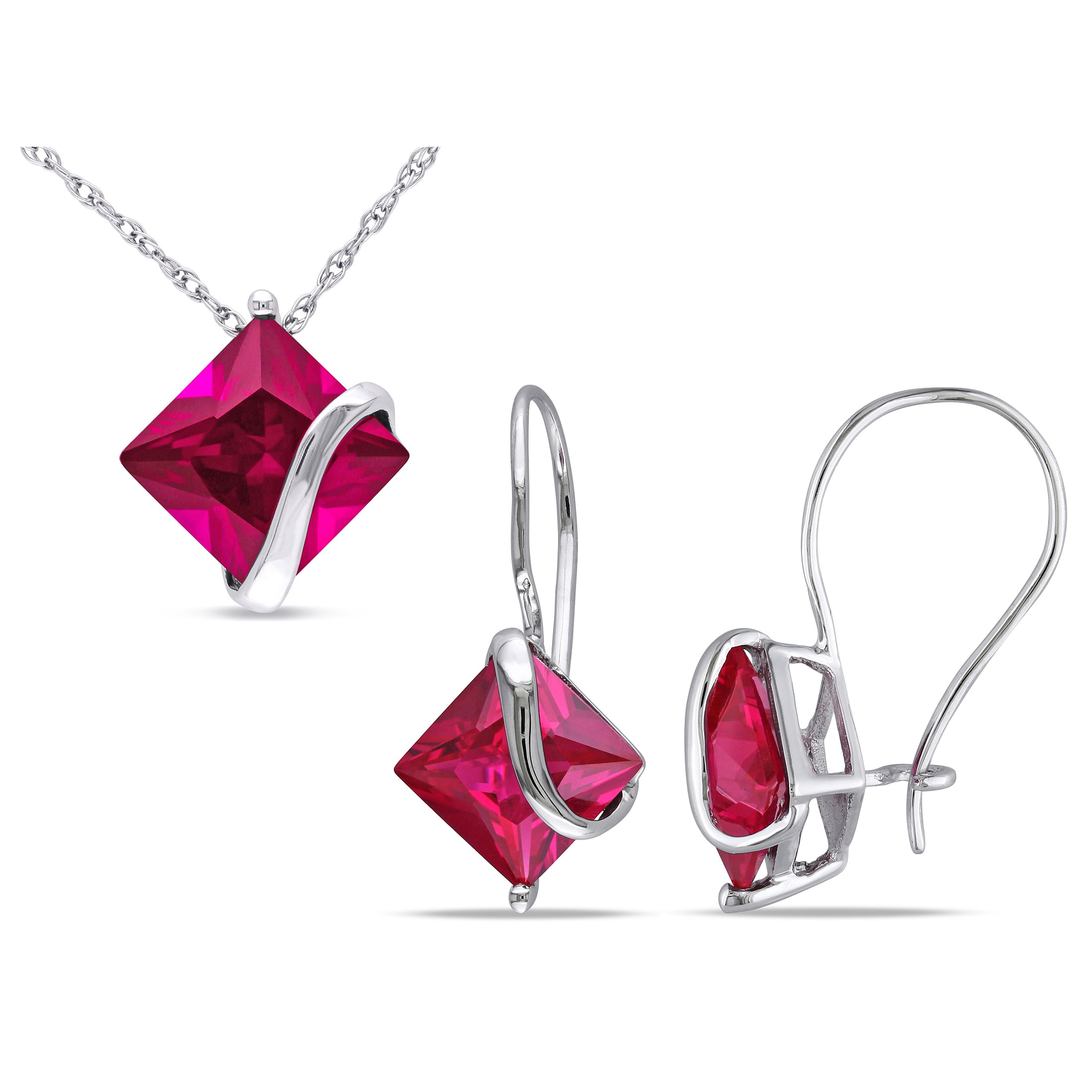 Everly Women's 7-1/4 Carat T.G.W. Square-Cut Created Ruby 10kt White ...