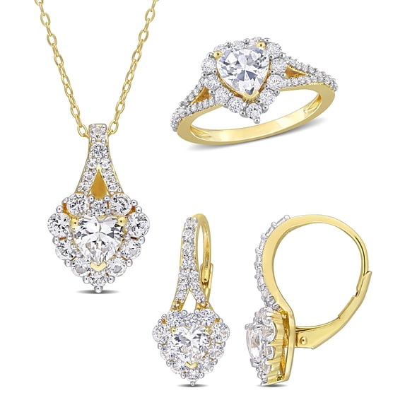 Everly Women's Created Sapphire Yellow Gold Plated Earrings