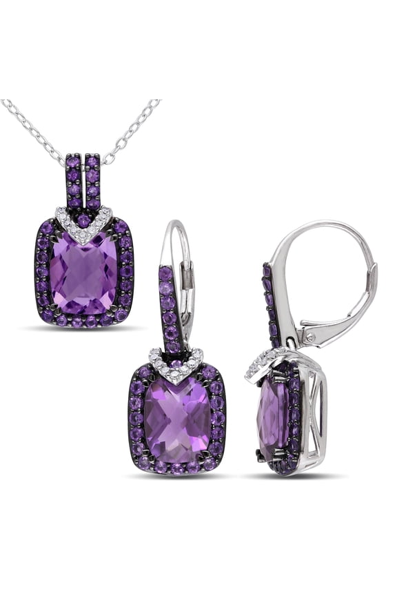 Women's Amethyst Sterling Silver Jewelry Set