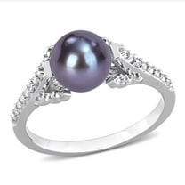 Everly Women's Cultured Pearl and Diamond Sterling Silver Ring