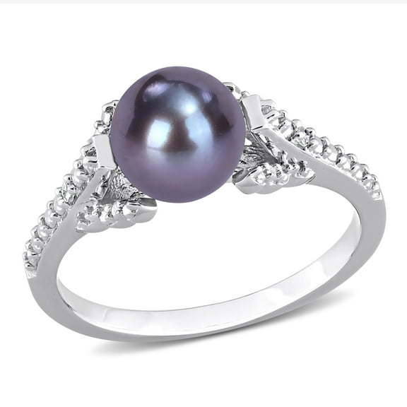Everly Women's Cultured Pearl and Diamond Sterling Silver Ring