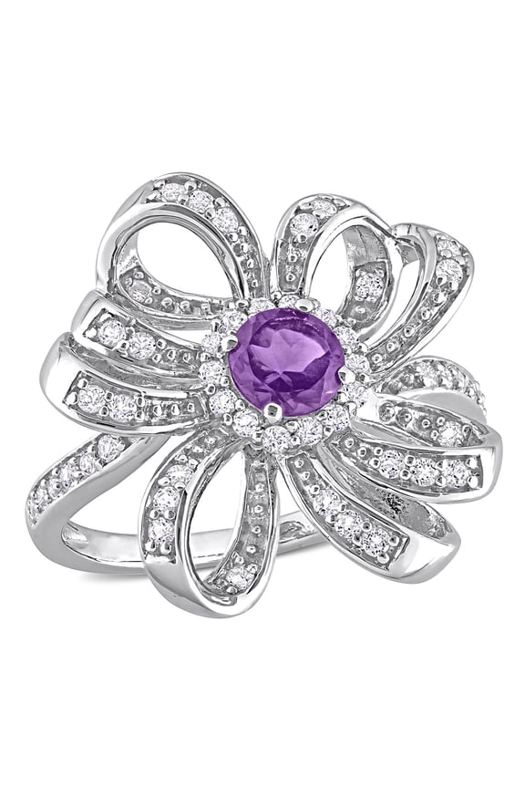 Women's Amethyst and Topaz Sterling Silver Ring
