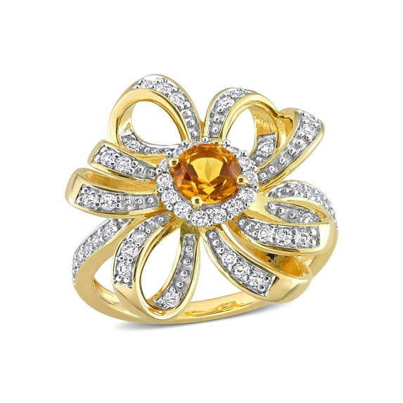 Everly Women's Citrine and Topaz 18k Yellow Gold Plated Ring