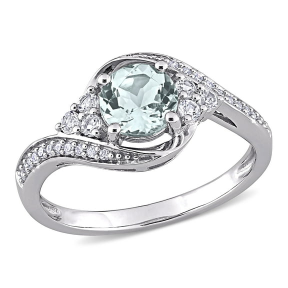 Everly Women's Aquamarine and Topaz 10k White Gold Ring