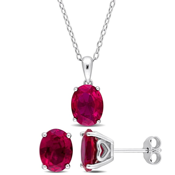 Everly Women's Created Ruby Sterling Silver Jewelry Set