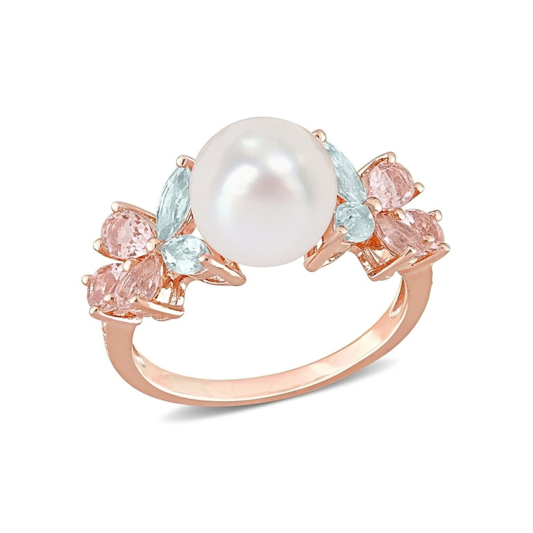 Morganite and White Topaz Ring Rose Gold-plated Sterling Silver Morganite and White Topaz Ring Rose Gold-plated Sterling Silver