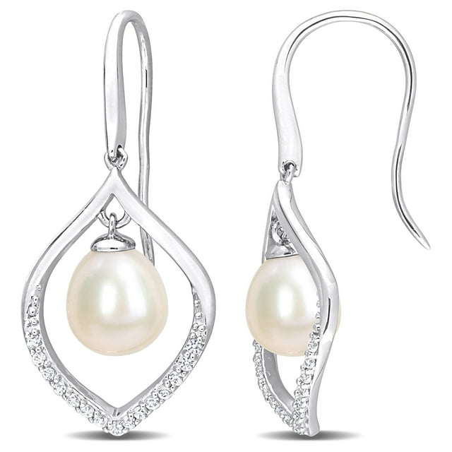 Everly Women's 8-8.5mm White Cultured Freshwater Pearl and 1/3 Carat T ...
