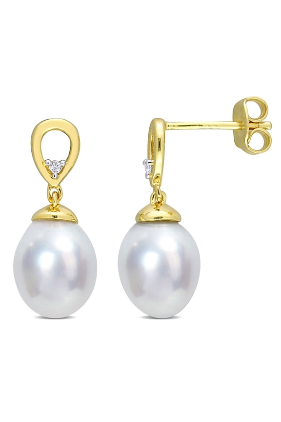 Women's Cultured Pearl Yellow Gold Plated Earrings