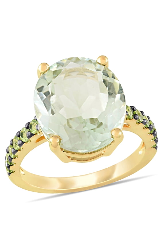 Women's Quartz and Peridot Amethyst Yellow Gold Plated Ring