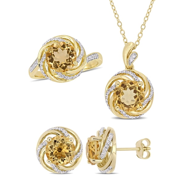 Everly Women's Citrine and Topaz Yellow Gold Plated Jewelry Set
