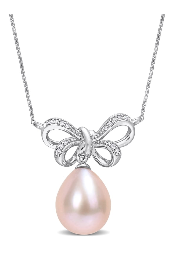 Women's 9.5mm Pink Cultured Pearl 10k White Gold Pendant