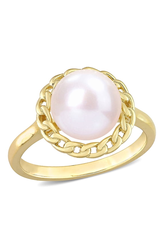 Women's Cultured Pearl Sterling Silver Engagement Ring