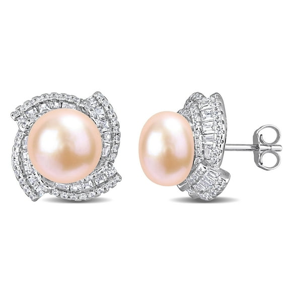 Everly Women's Cultured Pearl and Cubic Zirconia Sterling Silver Earrings