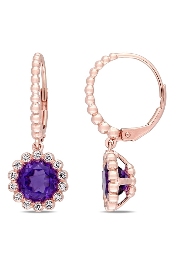 Women's Amethyst 10k Rose Gold Earrings