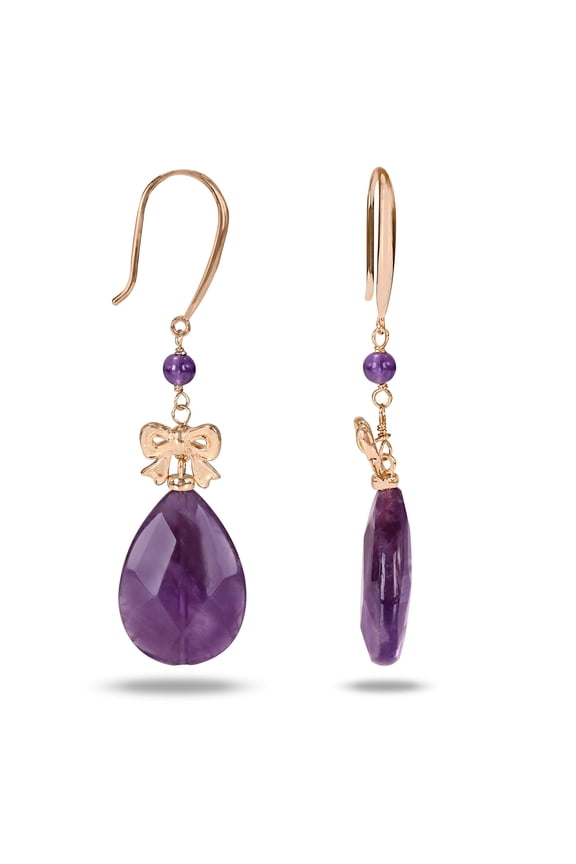 Women's Amethyst Rose Gold Plated Earrings