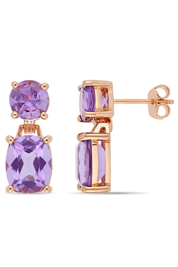 Women's Amethyst Rose Gold Plated Earrings
