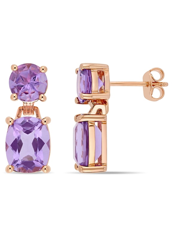 Women's Amethyst Rose Gold Plated Earrings