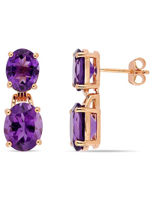 Women's Amethyst Rose Gold Plated Earrings