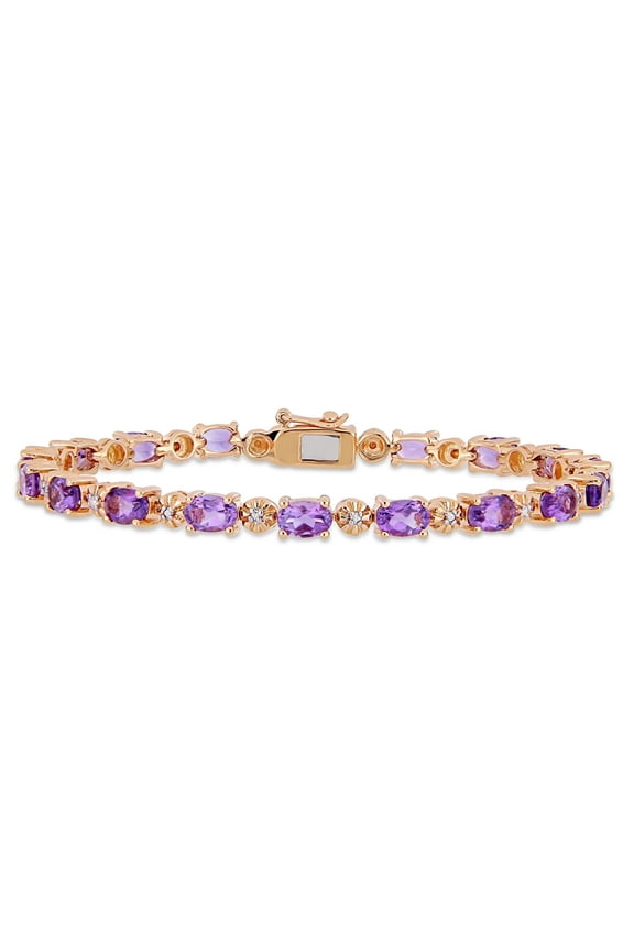 Women's Amethyst Rose Gold Plated Tennis Bracelet