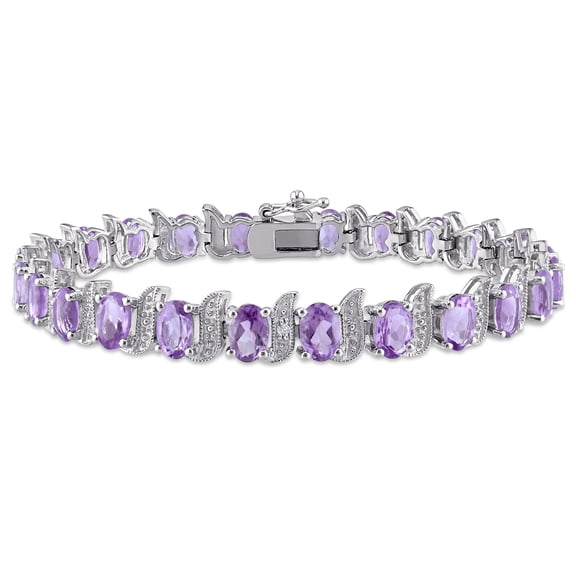 Everly Women's 9 5/8ct TGW Amethyst and Diamond Sterling Silver S-Link Tennis Bracelet - H-J, I3