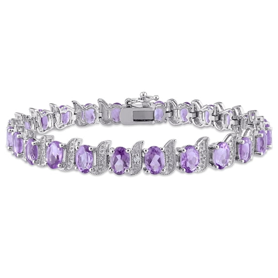 Everly Women's 9 5/8ct TGW Amethyst and Diamond Sterling Silver S-Link Tennis Bracelet - H-J, I3